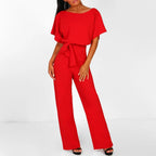 Women’s Signature Jumpsuit – Architectural Waist Definition & Continental Elegance red