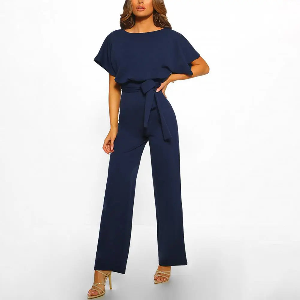 Women’s Signature Jumpsuit – Architectural Waist Definition & Continental Elegance dark blue