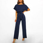 Women’s Signature Jumpsuit – Architectural Waist Definition & Continental Elegance dark blue