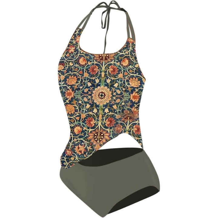 Women’s Boho Tankini Set – Intricate Mandala Print, Sculpted Slim-Fit & Free-Spirited Shoreline Majesty