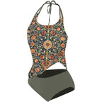 Women’s Boho Tankini Set – Intricate Mandala Print, Sculpted Slim-Fit & Free-Spirited Shoreline Majesty
