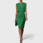 Mechi | Women’s Elegant and Classy Dress – Chic Architectural Midi & Refined Slimming Silhouette Green