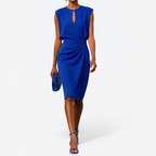 Mechi | Women’s Elegant and Classy Dress – Chic Architectural Midi & Refined Slimming Silhouette Royal Blue