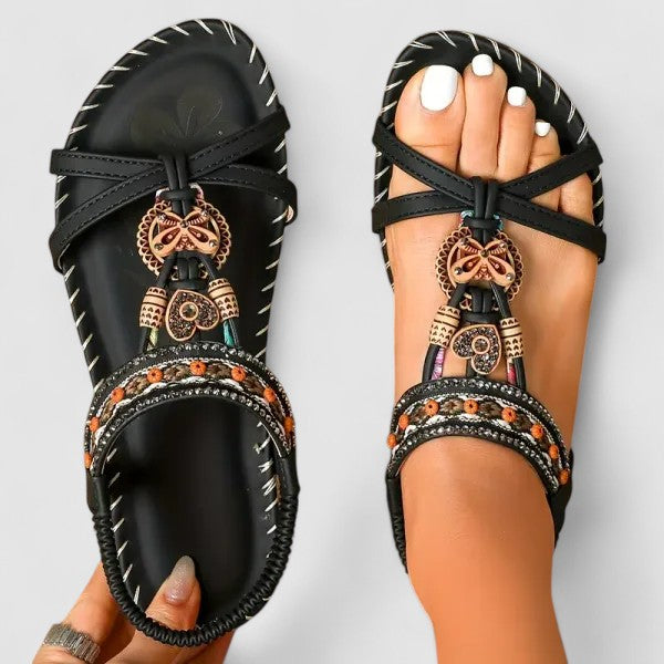 Katrijn | Stylish Women's Boho Sandals Graphite Black