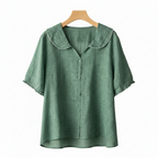 Luna | Women’s Vintage Blouse – Nostalgic Architectural Button Detail & Refined Retro Grace