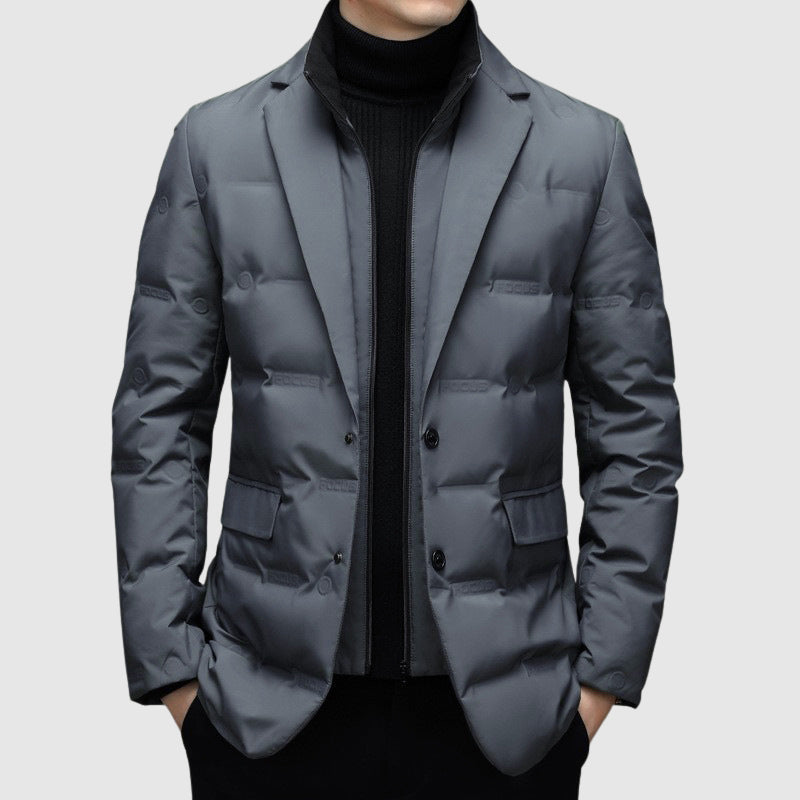 Calico | Men's Button-Front Quilted Jacket - Classic Diamond Padded Shirt Jacket & Shacket Gray
