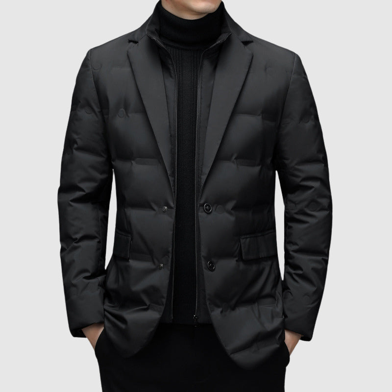 Calico | Men's Button-Front Quilted Jacket - Classic Diamond Padded Shirt Jacket & Shacket Black