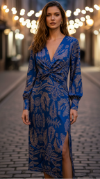 Aura | Women’s Elegant Dress – Sculptural Fluid Silhouette & Refined Architectural Draping Blue