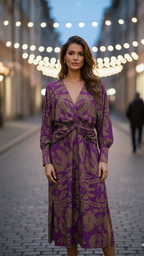 Aura | Women’s Elegant Dress – Sculptural Fluid Silhouette & Refined Architectural Draping Purple