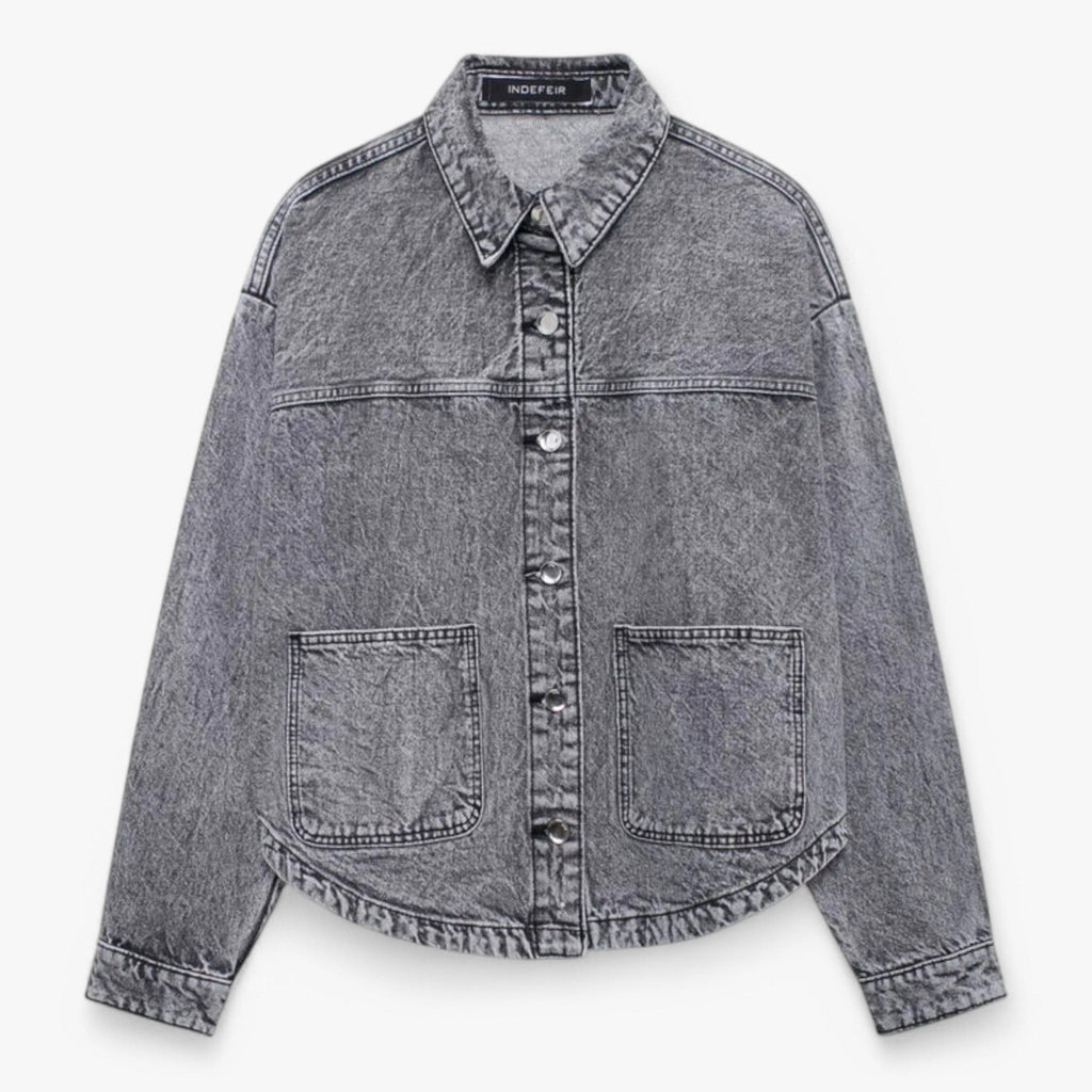 Lightweight Denim Jacket For Women Breathable Transitional Jacket For Everyday Use Gray