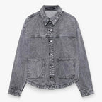 Lightweight Denim Jacket For Women Breathable Transitional Jacket For Everyday Use Gray