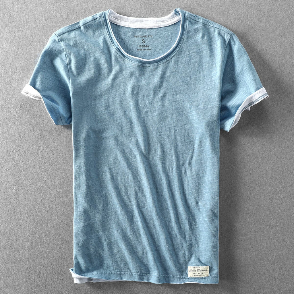 Lightweight, soft men's summer T-shirt, breathable blue