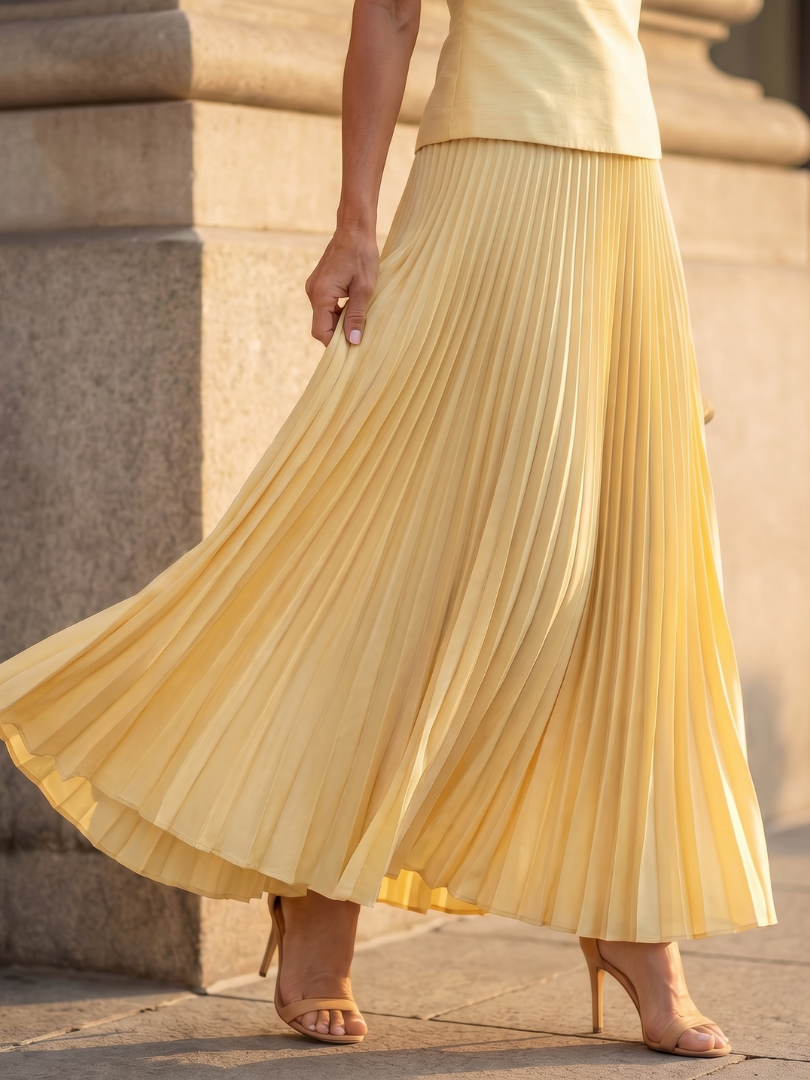 Liana | Elegant Ensemble with Structured Top and Pleated Skirt