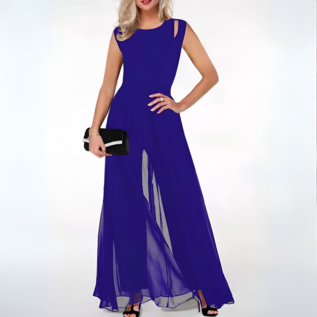 Women’s Trendy Tailored Jumpsuit – Sculptural Cinched Waist, Fluid Drape & Metropolitan High-Status Chic royal blue