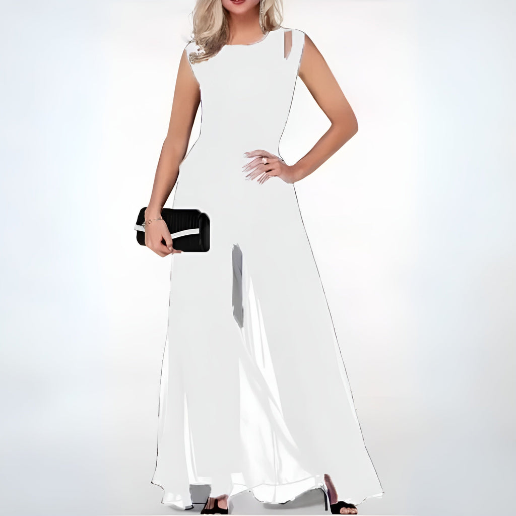 Women’s Trendy Tailored Jumpsuit – Sculptural Cinched Waist, Fluid Drape & Metropolitan High-Status Chic white