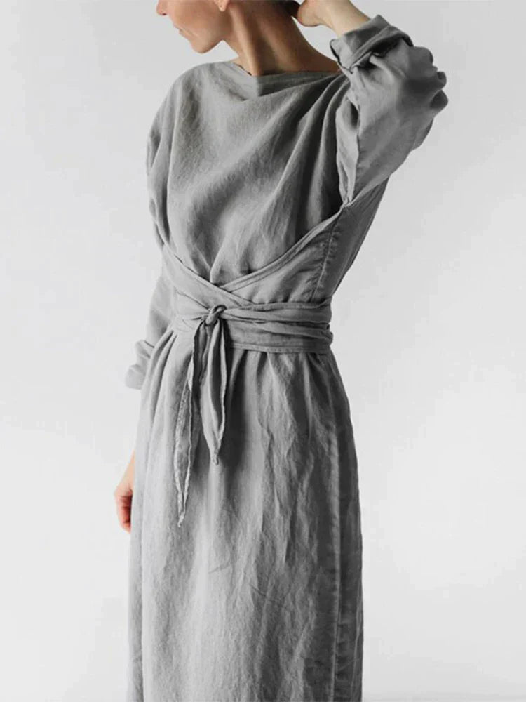 Handmade Dress, minimalist, long-sleeved, belt