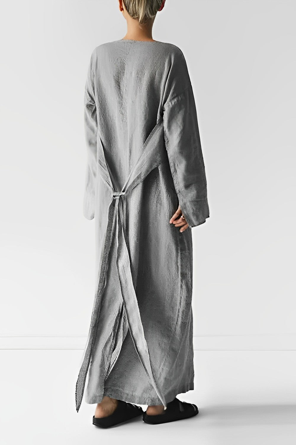 Handmade Dress, minimalist, long-sleeved, belt