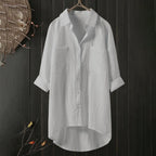 Women's Shirt with button placket, long sleeves, relaxed fit white