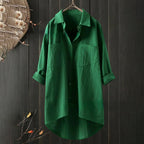 Women's Shirt with button placket, long sleeves, relaxed fit green