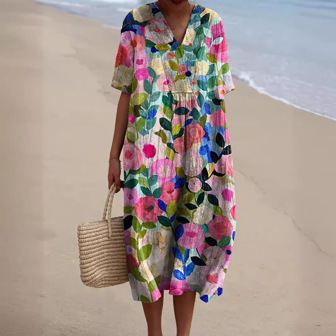 Tasana | Women’s Floral Sleeveless Summer Dress Floral