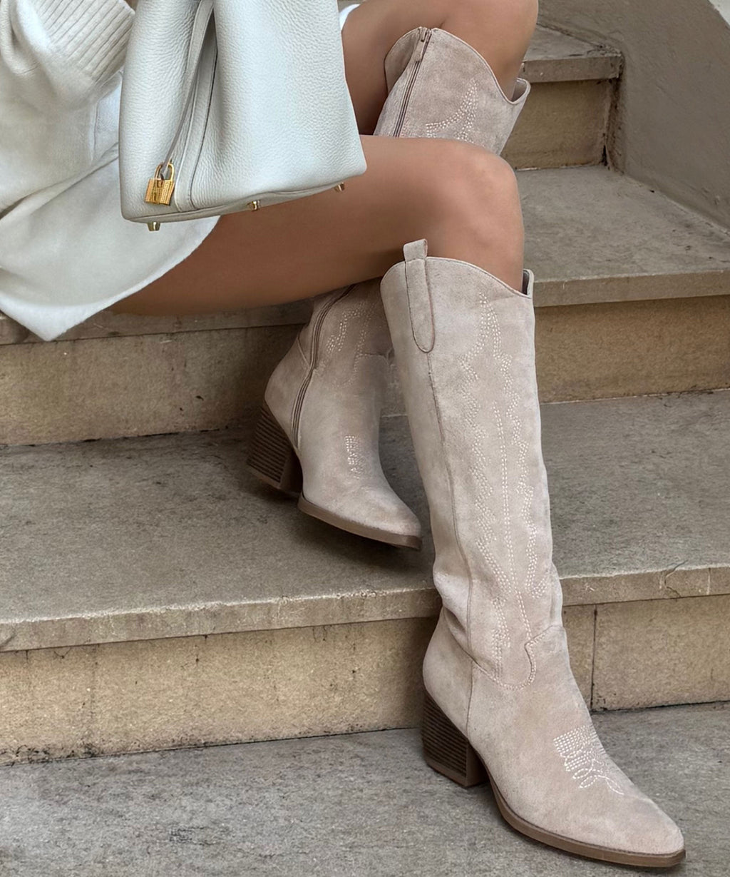 Dolce | High Beige Cowboy Boots Women – Chic Artisan Craft & Refined Slimming Silhouette 11