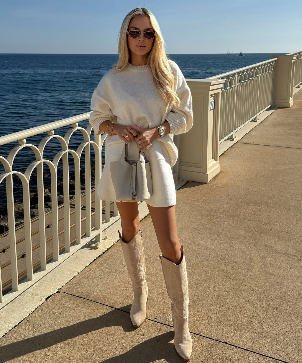 Dolce | High Beige Cowboy Boots Women – Chic Artisan Craft & Refined Slimming Silhouette