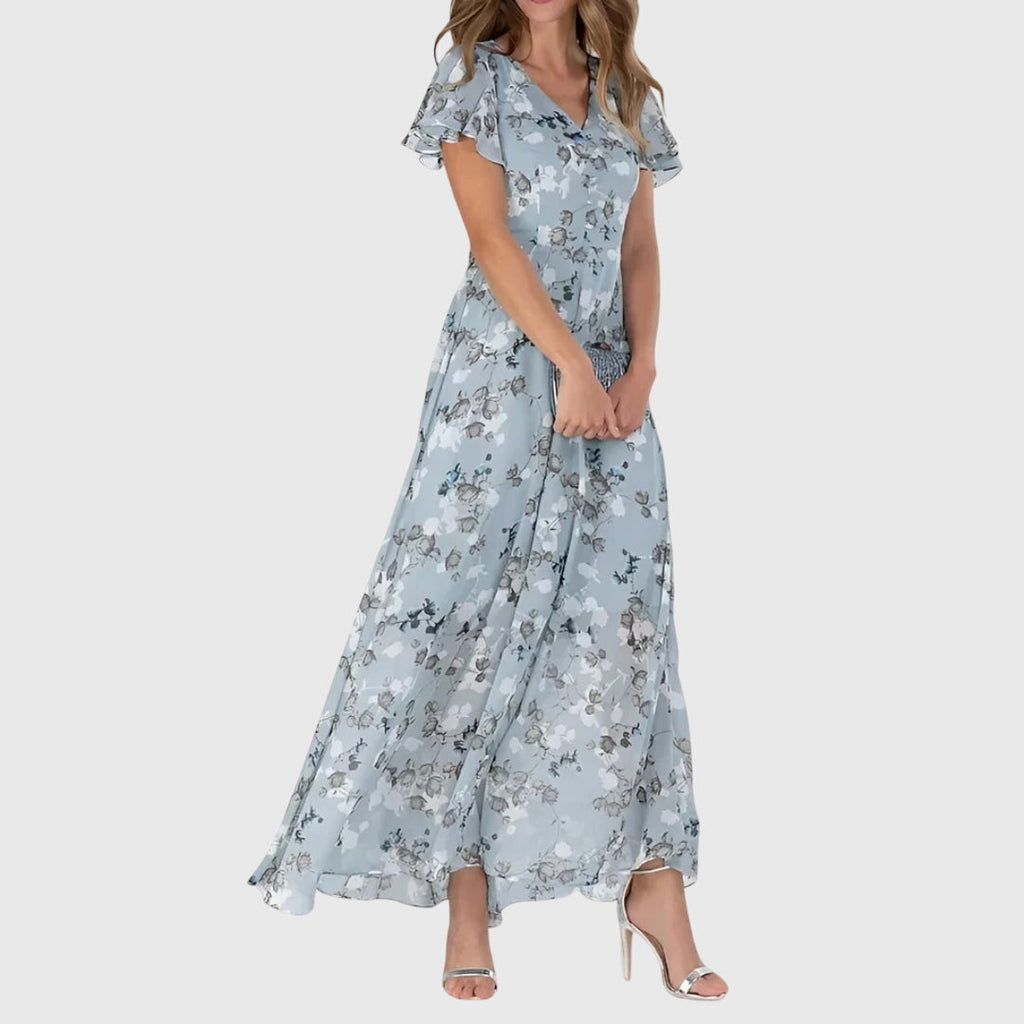 Vena | Women’s Figure Flattering Dress – Slimming Body-Contouring Midi with Comfort Stretch Blue