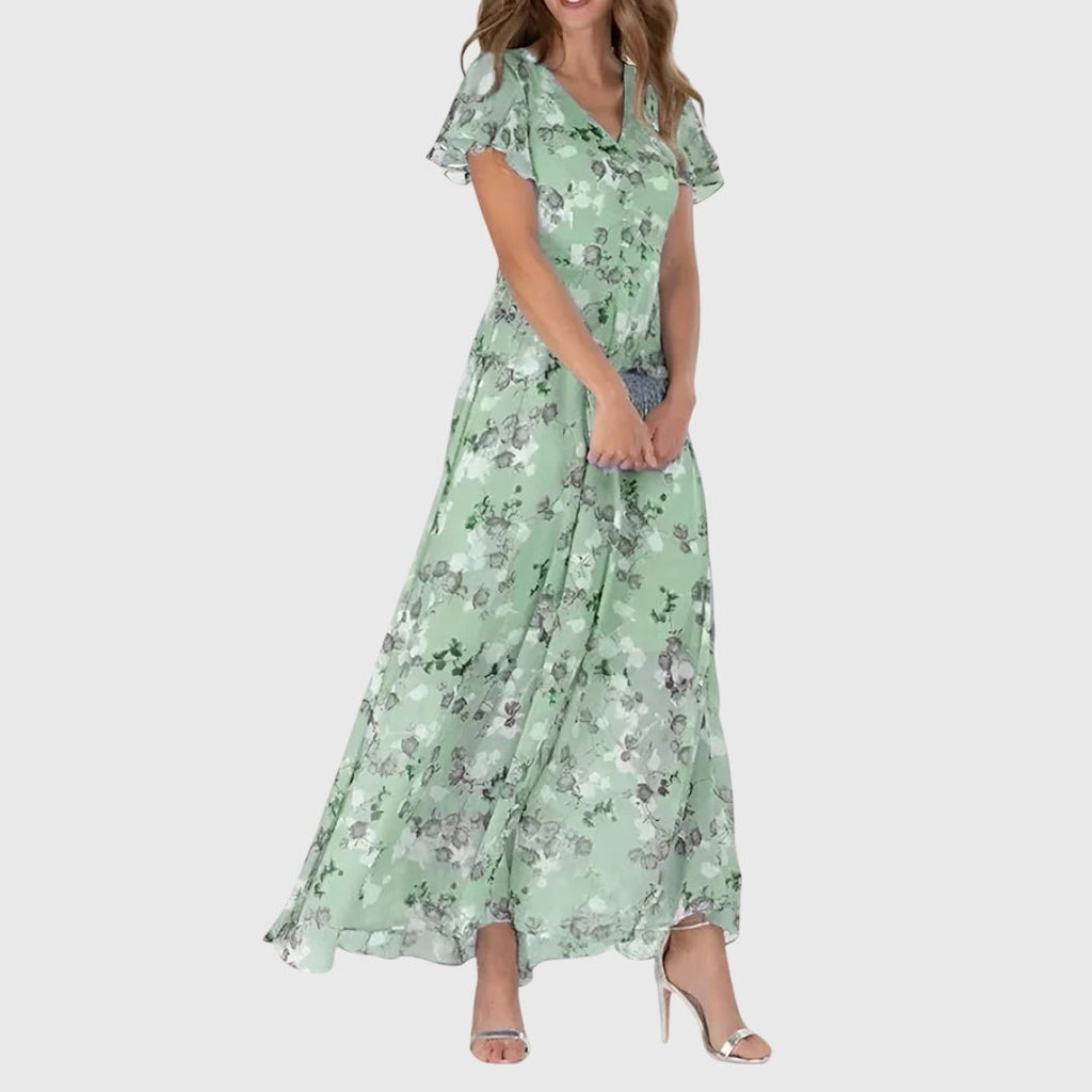 Vena | Women’s Figure Flattering Dress – Slimming Body-Contouring Midi with Comfort Stretch Green
