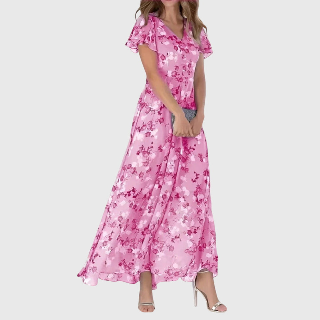 Vena | Women’s Figure Flattering Dress – Slimming Body-Contouring Midi with Comfort Stretch Light Pink