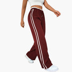 Luna | Women's Pants with Elastic Waist and Side Stripes - Comfortable and stylish women's pants with drawstring Bordeaux mold