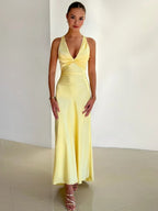 Bolivia | Sleeveless Maxi Dress with Twisted V-Neck and Ruched Waist
