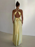 Bolivia | Sleeveless Maxi Dress with Twisted V-Neck and Ruched Waist