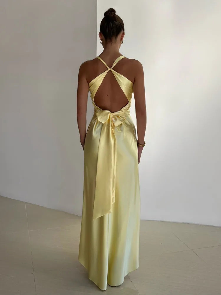 Bolivia | Sleeveless Maxi Dress with Twisted V-Neck and Ruched Waist