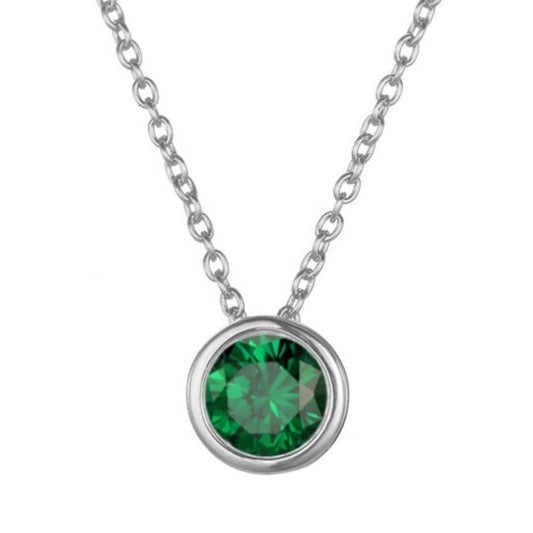 Lyra | Birthstone Necklace – Luxury Designer Pendant Jewelry & Tailored Minimalist Aesthetic Neckpiece May Silver