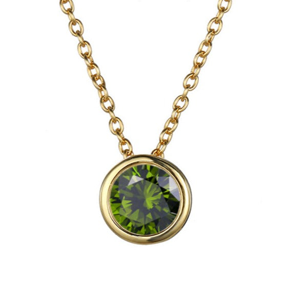Lyra | Birthstone Necklace – Luxury Designer Pendant Jewelry & Tailored Minimalist Aesthetic Neckpiece August Gold