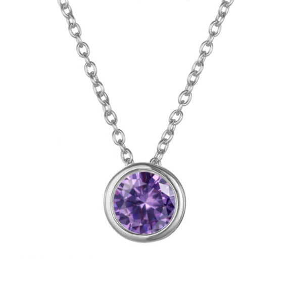Lyra | Birthstone Necklace – Luxury Designer Pendant Jewelry & Tailored Minimalist Aesthetic Neckpiece February Silver