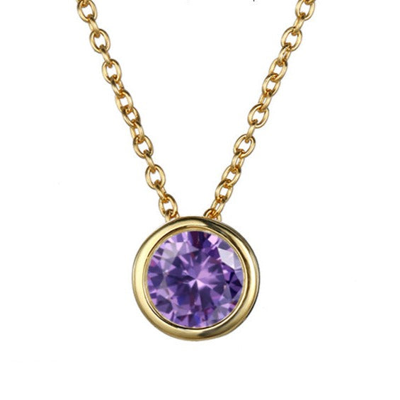Lyra | Birthstone Necklace – Luxury Designer Pendant Jewelry & Tailored Minimalist Aesthetic Neckpiece February Gold
