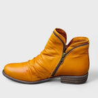 Dôre | Boots For Women | Ankle Height Side Zip Closure Yellow