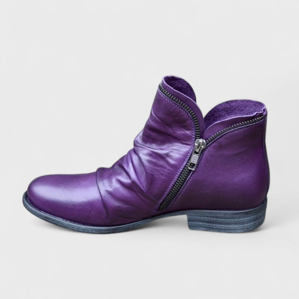 Dôre | Boots For Women | Ankle Height Side Zip Closure Purple