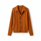 Women's Classic Knit Cardigan | Textured Cable Knit Button