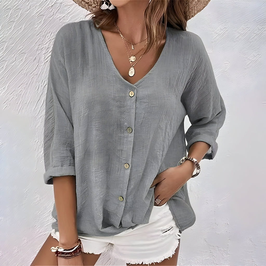 Luma | Women’s Relaxed Button-Up Blouse – Fluid Architectural Silhouette & Refined Everyday Grace