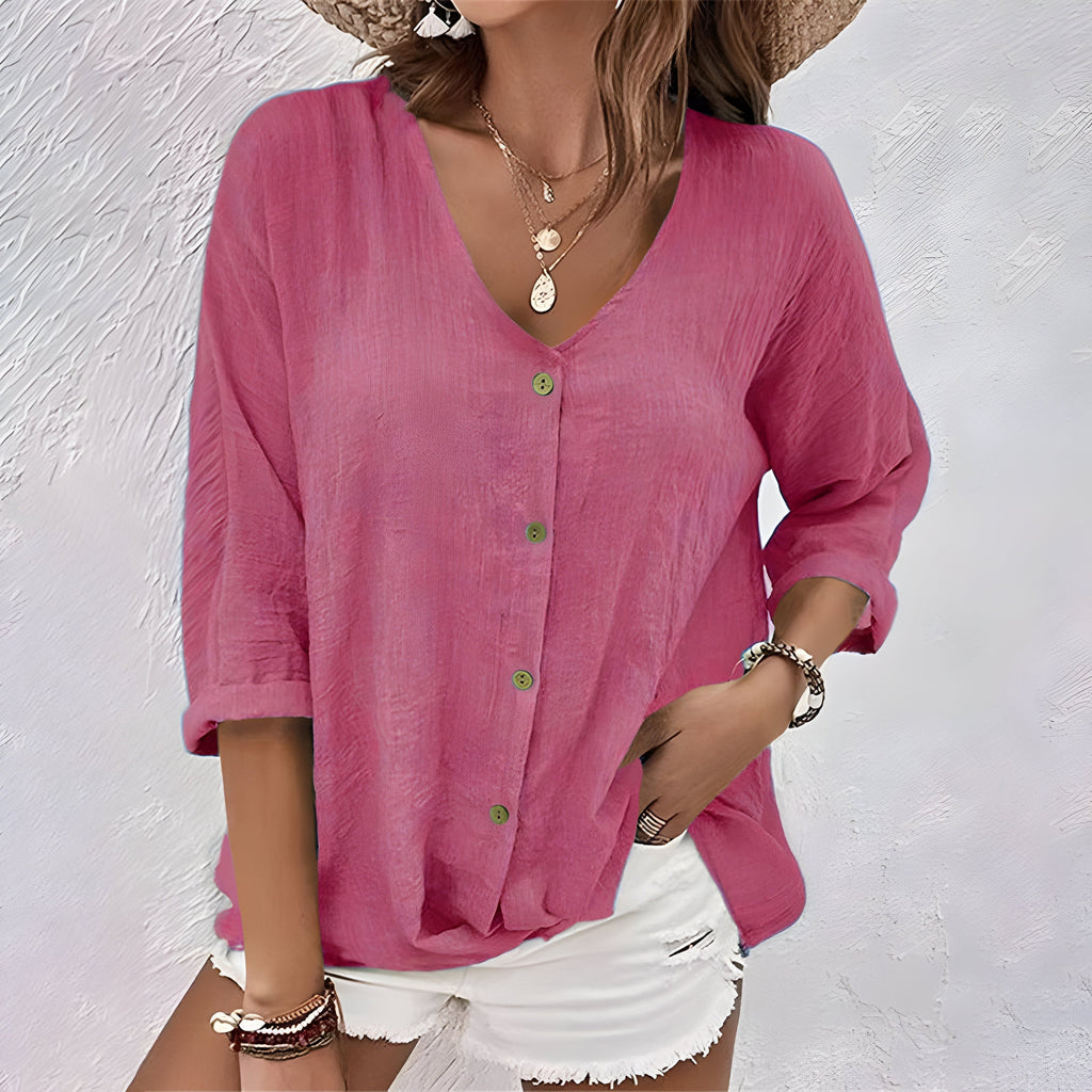 Luma | Women’s Relaxed Button-Up Blouse – Fluid Architectural Silhouette & Refined Everyday Grace Pink