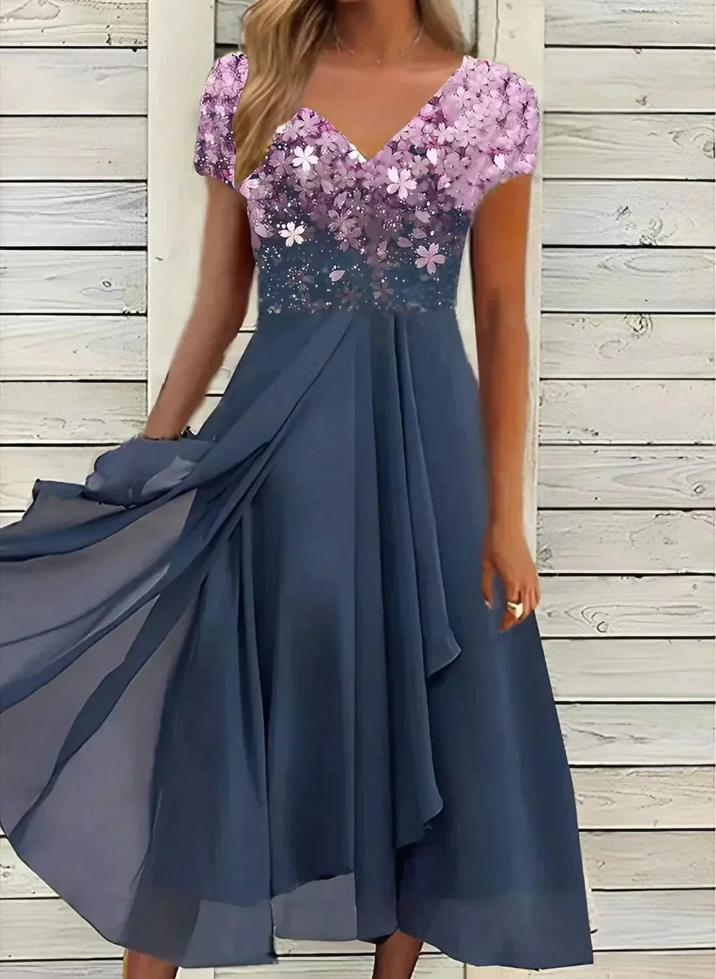 Women's Wedding Evening Dress with Floral Patterns | Maxi