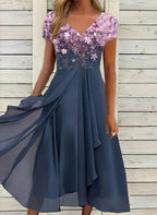 Marmaris | Women's Wedding Evening Dress with Floral Patterns | Maxi