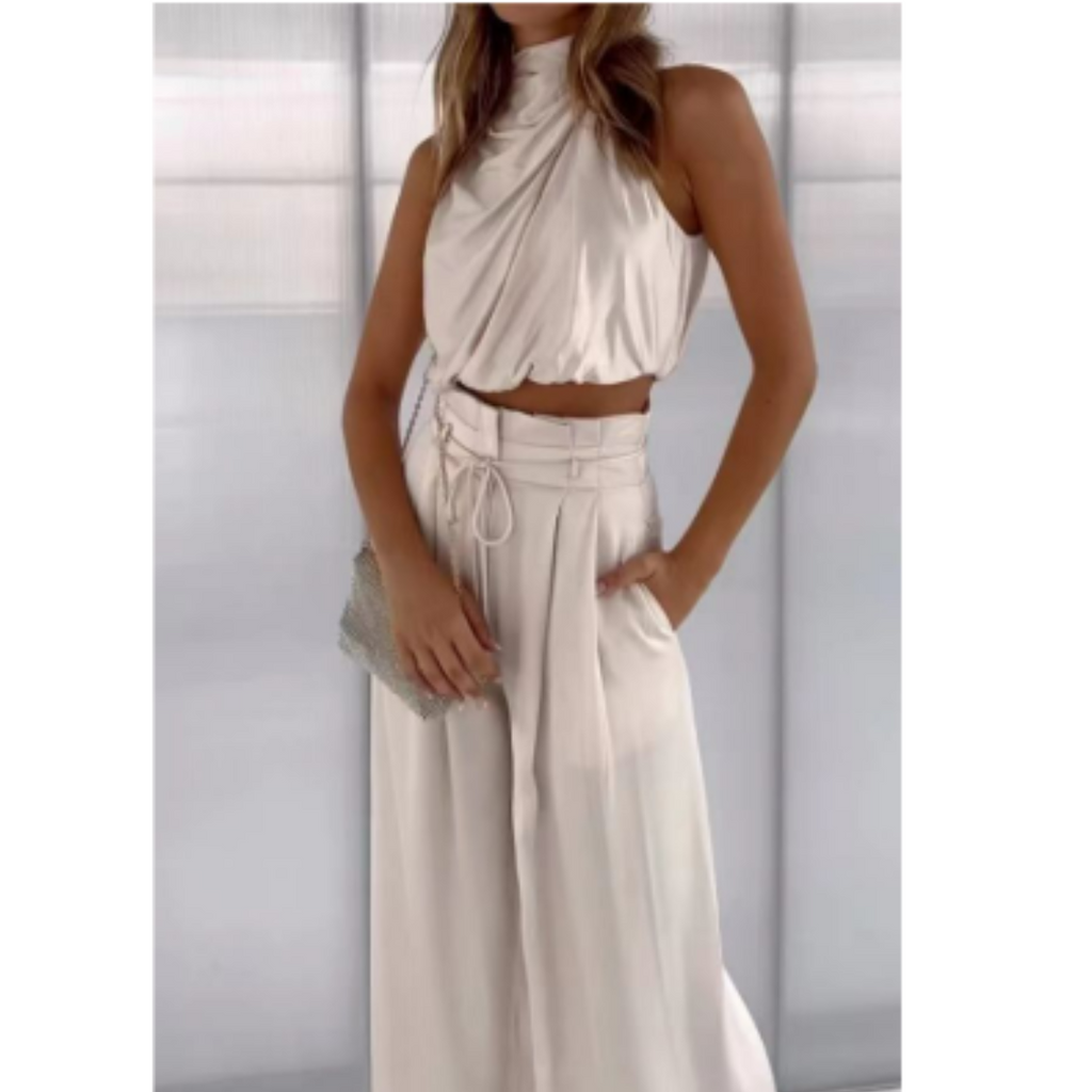 Women’s Summer Jumpsuit – Fluid Wide-Leg Silhouette & Coastal Heritage Majesty apricot