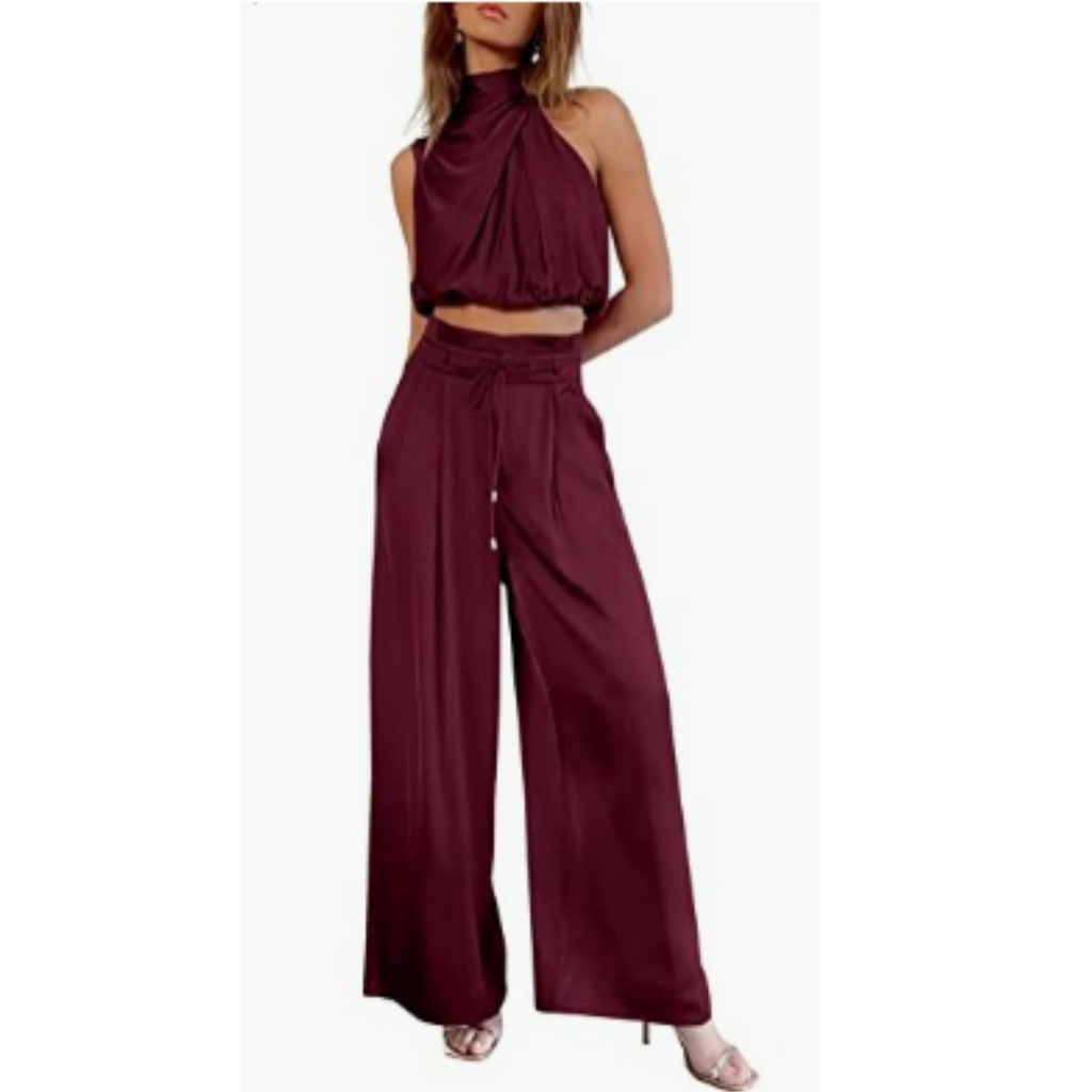 Women’s Summer Jumpsuit – Fluid Wide-Leg Silhouette & Coastal Heritage Majesty red
