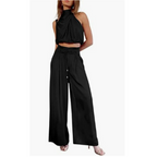 Women’s Summer Jumpsuit – Fluid Wide-Leg Silhouette & Coastal Heritage Majesty black