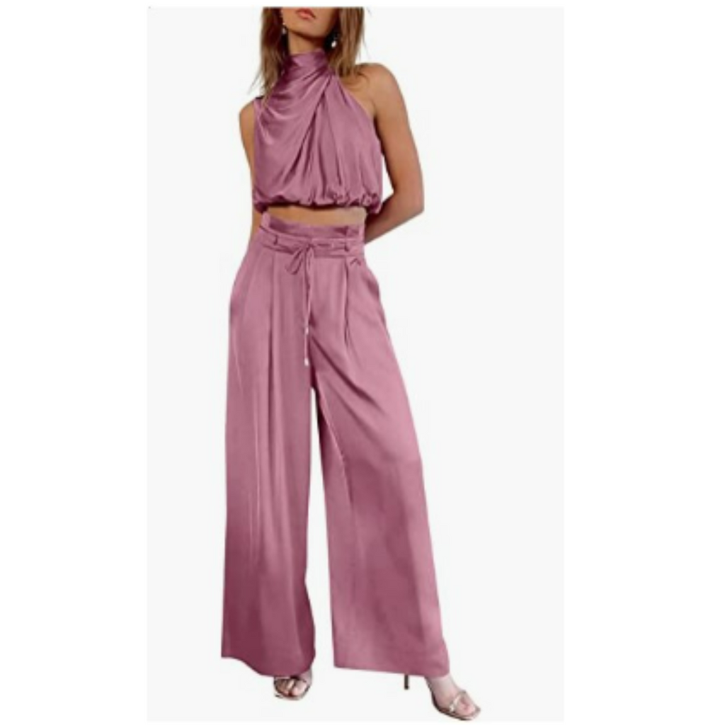 Women’s Summer Jumpsuit – Fluid Wide-Leg Silhouette & Coastal Heritage Majesty pink