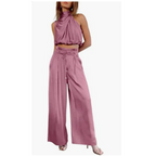 Women’s Summer Jumpsuit – Fluid Wide-Leg Silhouette & Coastal Heritage Majesty pink