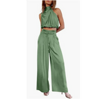 Women’s Summer Jumpsuit – Fluid Wide-Leg Silhouette & Coastal Heritage Majesty light green